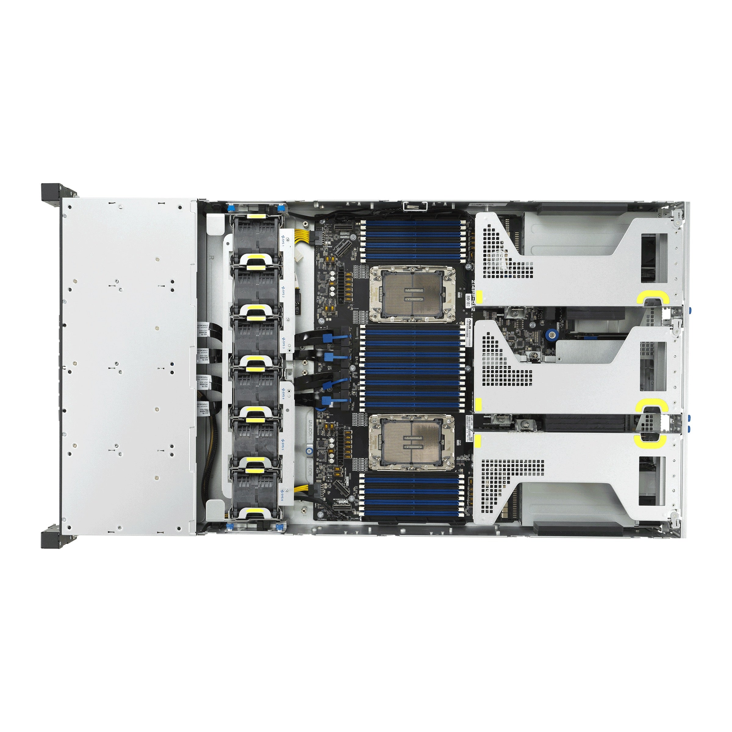 SERVIDOR PARA INTELIGENCIA ARTIFICIAL ASUS RS720-E12 2U DUAL-SOCKET SERVER POWERED BY INTEL® XEON® 6 SCALABLE PROCESSORS THAT SUPPORTS UP TO 32 DIMMS, 12 NVME, 10 PCIE SLOTS AND DUAL M.2, AND ASUS ASMB12-IKVM. 4X NVIDIA L40S GPU SERVER